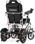 Equinox Power Wheelchair - Lightweight & Foldable Heavy-Duty 350W Dual Motor, Remote Control, Reclinable Backrest, 25 Mile Range Dual Batteries Electric Wheelchair(Travel Bag & Headlight)