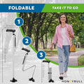 HONEYBULL Walking Cane for Men & Women - Foldable, Adjustable, Collapsible, Free Standing Cane, Pivot Tip, Heavy Duty | Walking Sticks, Folding Canes for Seniors & Adults (Black, Pivot Cane)