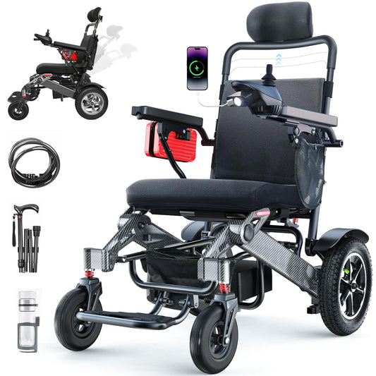 33 Lbs Lightweight Electric Wheelchair, Electric Wheelchairs for Adults Foldable, 15 Miles Range Motorized Wheelchair for Seniors, All Terrain Compact Portable Power Wheelchair, 330 Lbs Capacity