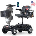 Metro Mobility 4 Wheel Folding Mobility Scooters for Seniors - 300 lbs Capacity Electric Mobility Scooter for Adults - Long Range Power Extended Battery with Thickened Seat and Crutch Box - Emerald