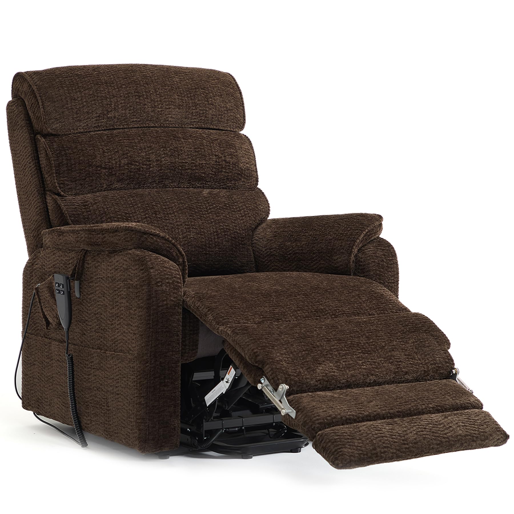 DYNOX Big Tall Man Large-Wide Power Dual Motor Lift Recliners Chairs for Elderly Lay Flat Lift Chair with Infinite Positions, Heat & Massage, Supports 400 LBS(9298L,Faux Leather,Brown)