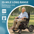 John Dawson Foldable All-Terrain Electric Wheelchair for Adults, 500W Dual Motors, Lightweight Aluminum Alloy Frame, Lithium Battery, 300 lbs Capacity