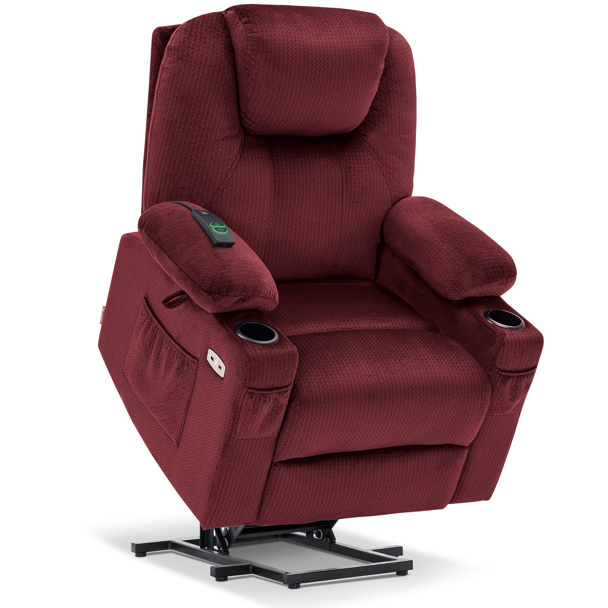 MCombo Power Lift Recliner Chair for Elderly, Lift Chair with Heat and Massage, FSC Certified, USB&Type C Ports, Cup Holders, Fabric 7040 (Medium, Gray)