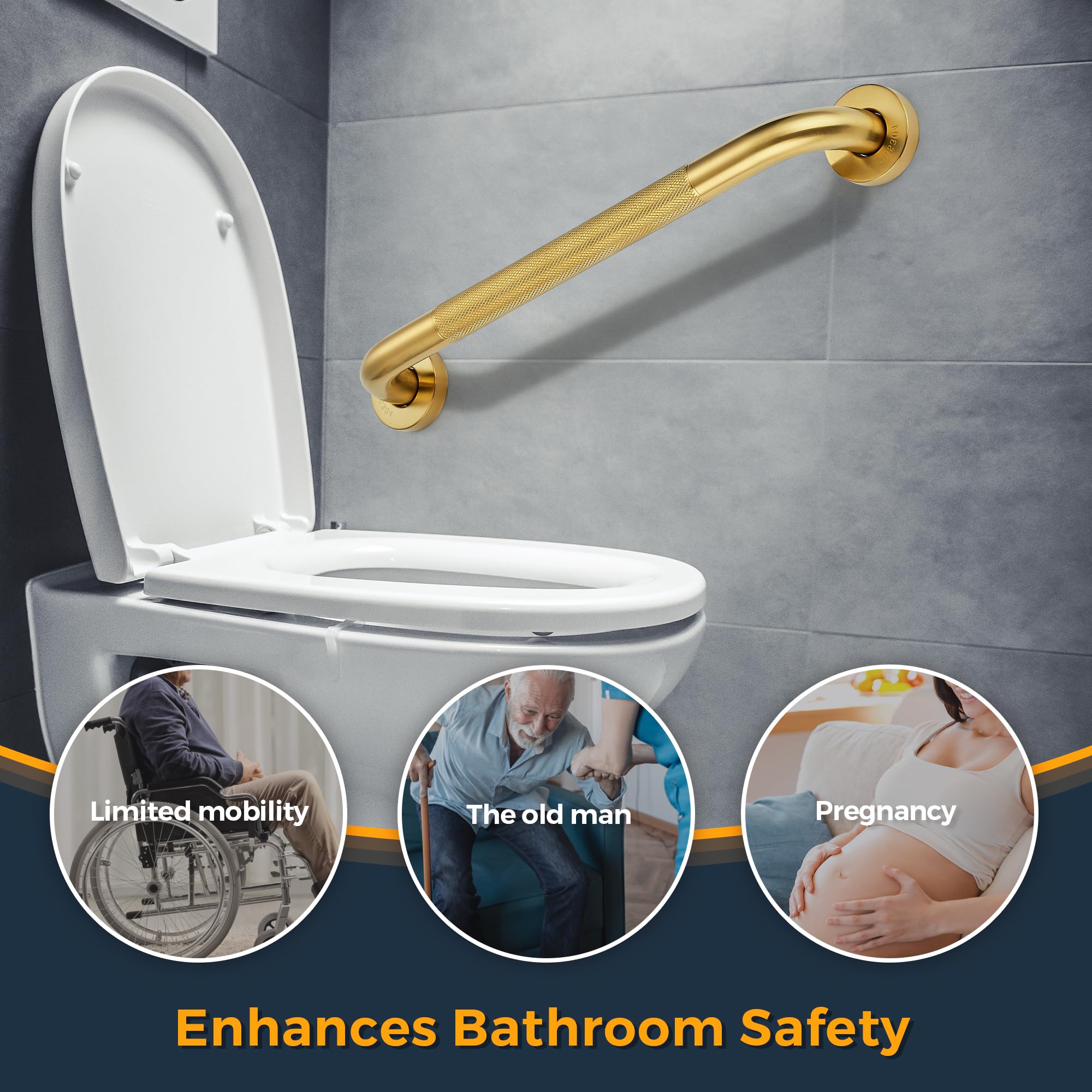 Grab Bars for Shower, 2 Pack 16-Inch Anti Slip Shower Handles for Elderly, Safety Shower Grab Bar, Stainless Steel Handicap Grab Bars for Bathroom (Polished Nickel 1" Diameter)