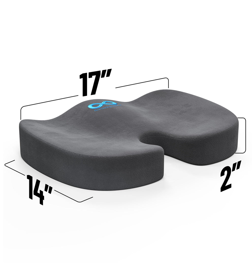 Everlasting Comfort Doctor Recommended Memory Foam Seat Cushion for Office Chairs & Car Seat - Ergonomic Office Desk Accessories for Tailbone Pain Relief, Sciatica & Back Support