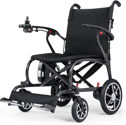 25.8lb Lightweight Carbon Fiber Electric Wheelchairs for Adults, Long Range All Terrain Portable Airline Approved