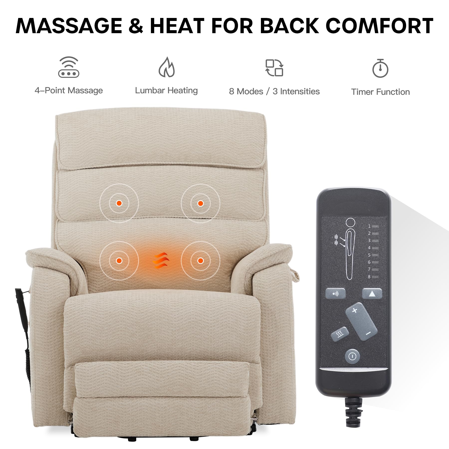 DYNOX Big Tall Man Large-Wide Power Dual Motor Lift Recliners Chairs for Elderly Lay Flat Lift Chair with Infinite Positions, Heat & Massage, Supports 400 LBS(9298L,Faux Leather,Brown)