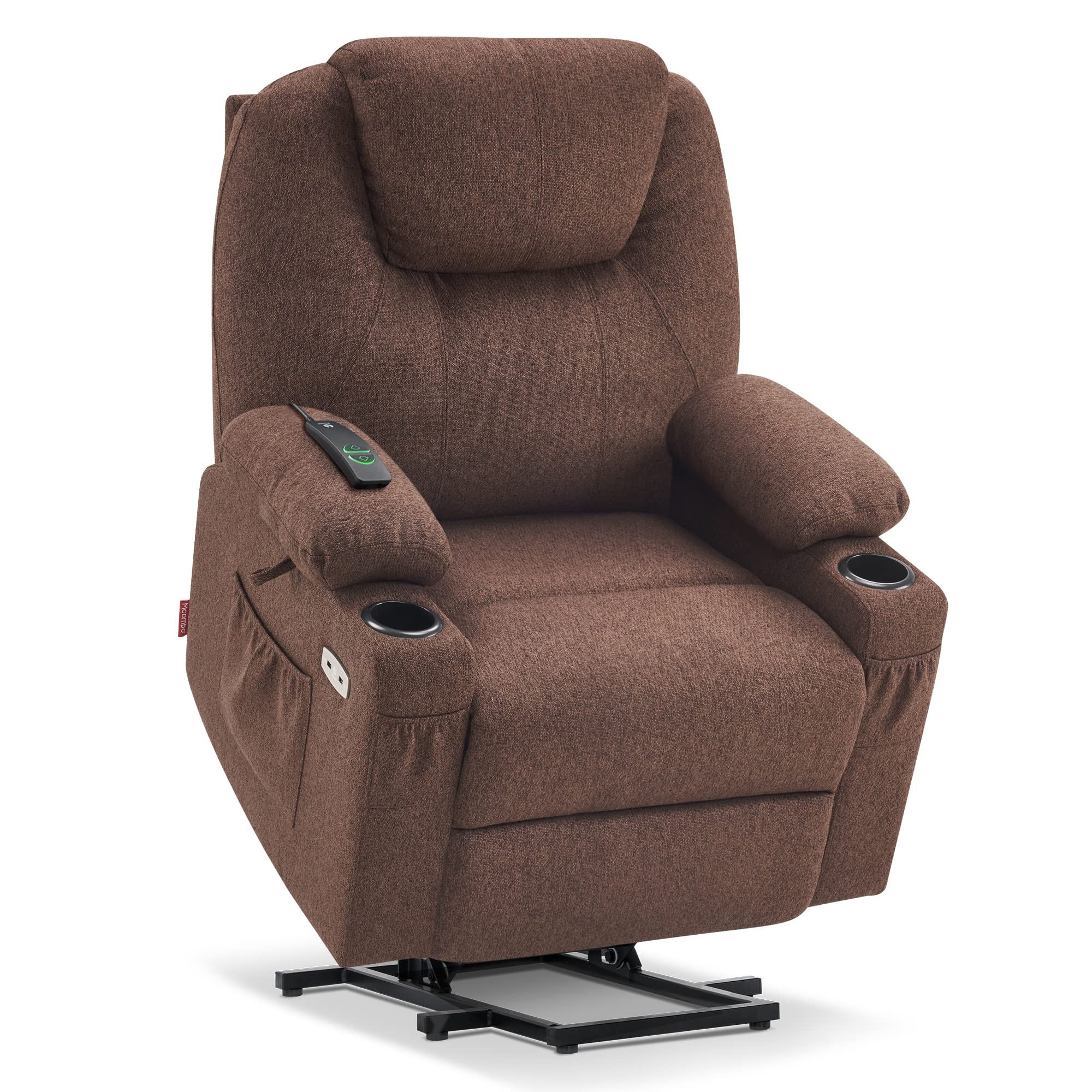 MCombo Power Lift Recliner Chair for Elderly, Lift Chair with Heat and Massage, FSC Certified, USB&Type C Ports, Cup Holders, Fabric 7040 (Medium, Gray)