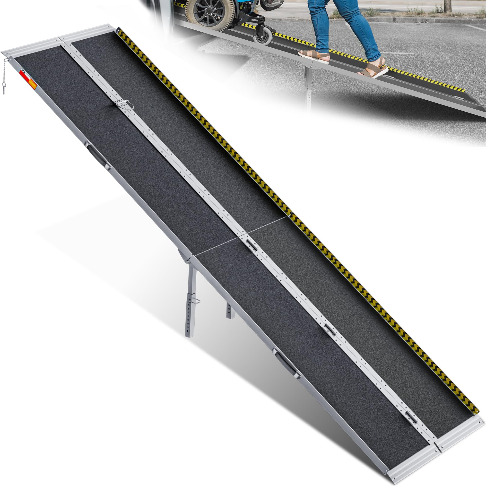VNN Portable Wheelchair Ramp 4FT, Non-Slip Aluminum Folding Handicap Ramps, Door Threshold Wheelchair Ramps for Home, Threshold Ramp for Home Steps, Scooter Ramp, Doorways