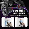 16" Big Front Wheel Electric Wheelchair, 19.7” Seat Width All Terrain Foldable Power Wheelchairs, Motorized Wheel Chair for Adults 330lbs, Dual Brakes, Rear Control Included, Led Light, Backpack
