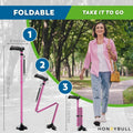 HONEYBULL Walking Cane for Men & Women - Foldable, Adjustable, Collapsible, Free Standing Cane, Pivot Tip, Heavy Duty | Walking Sticks, Folding Canes for Seniors & Adults (Black, Pivot Cane)