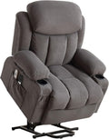 Velvet Power Lift Recliner Chair for Elderly with Massage and Heat, 350lbs Weight Capacity, Extra Wide Electric Recliner with Cup Holders, USB Ports & Side Pockets