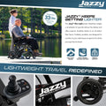 Pride Mobility Jazzy Ultra Light Folding Travel Power Chair - 300 lbs Capacity, 3.69 mph, Lightweight Foldable Electric Wheelchair for Travel Seniors, Adults – 10Ah Airline-Approved Battery (Black)
