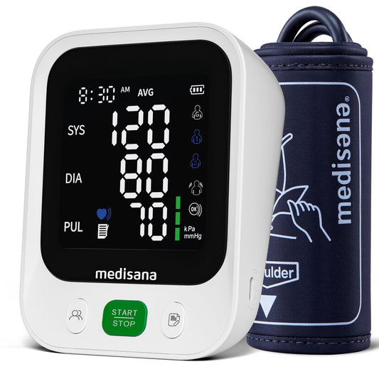 Blood Pressure Monitor with 2x199 Sets Memory, Medisana Automatic Upper Arm Blood Pressure Monitor for Home Use, 4.5" Color LED Backlit Display, Adjustable Large Cuff, Home Hypertension Detector