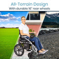 Vive Folding Electric Wheelchair - Foldable Wheel Chair, Narrow Power Scooter, Heavy Duty, TSA Approved - Compact Size for Seniors Adults - Battery Portable, Folds, Shock-Absorbing (16 x 30 x 28.5)