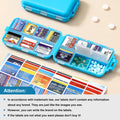 3 Pack 14 Grids Travel Pill Organizer Box with 415-Pcs Medicine Name Labels - Pocket Daily Pharmacy Case Container Kit - Travel Medication Holder Dispenser for Fish Oil Vitamin Supplement Storage