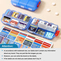 3 Pack 14 Grids Travel Pill Organizer Box with 415-Pcs Medicine Name Labels - Pocket Daily Pharmacy Case Container Kit - Travel Medication Holder Dispenser for Fish Oil Vitamin Supplement Storage
