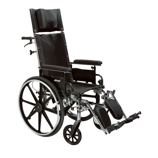 Drive Medical PLA420RBDFA Viper Plus GT Full Reclining Wheelchair with Detachable Full Arms, Black