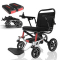 16" Big Front Wheel Electric Wheelchair, 19.7” Seat Width All Terrain Foldable Power Wheelchairs, Motorized Wheel Chair for Adults 330lbs, Dual Brakes, Rear Control Included, Led Light, Backpack