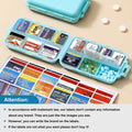 3 Pack 14 Grids Travel Pill Organizer Box with 415-Pcs Medicine Name Labels - Pocket Daily Pharmacy Case Container Kit - Travel Medication Holder Dispenser for Fish Oil Vitamin Supplement Storage