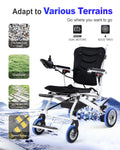 New 16" Big Front Wheel Electric Wheelchair for Adults, 19.7" Seat Width All Terrain Power Wheelchairs, Dual Brakes, Foldable Motorized Wheel Chair 330lbs, Rear Control Included, Led Light, Backpack