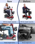 MIHAYO 4 Wheel Mobility Scooter for Seniors&Adults- 25 Miles Range, Foldable Powered Electric Wheelchair Device w/600WH Battery,Only 8 lb Weight, Dual Basket, 300 lb Capacity, Compact,Red