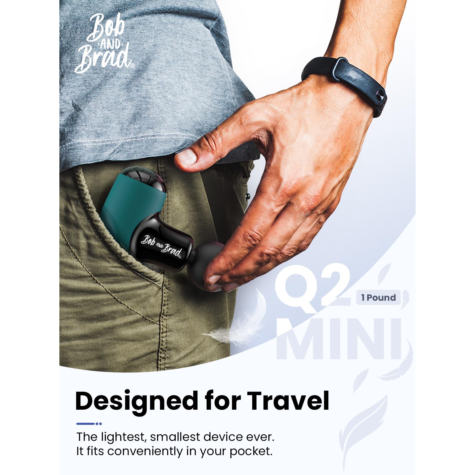 BOB AND BRAD Q2 Pro Mini Massage Gun with Heat and Cold Head,Pocket-Sized Deep Tissue Massager Gun,Portable Percussion Muscle Massager Gun, Ultra Small&Quiet Muscle Massage Gun