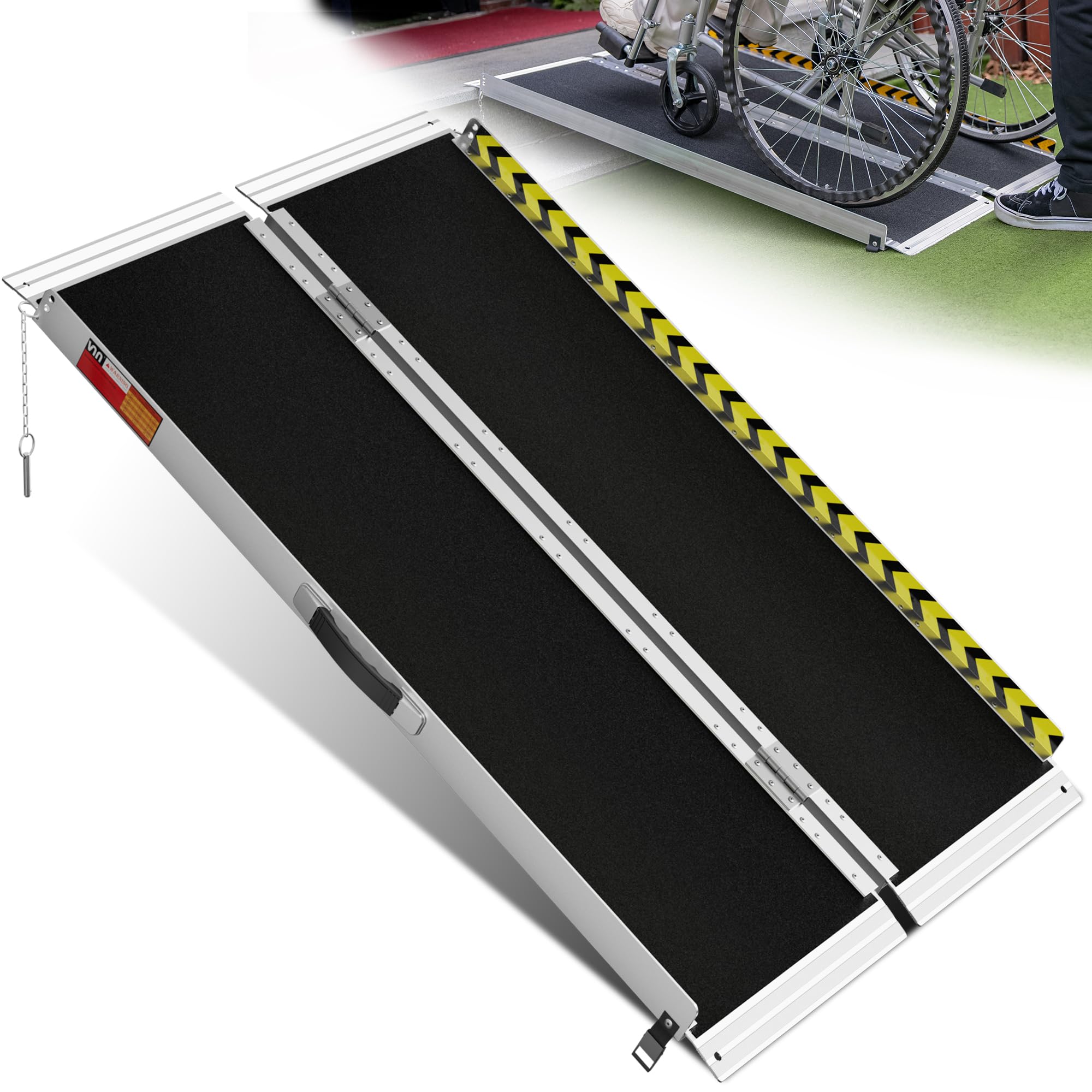 VNN Portable Wheelchair Ramp 4FT, Non-Slip Aluminum Folding Handicap Ramps, Door Threshold Wheelchair Ramps for Home, Threshold Ramp for Home Steps, Scooter Ramp, Doorways