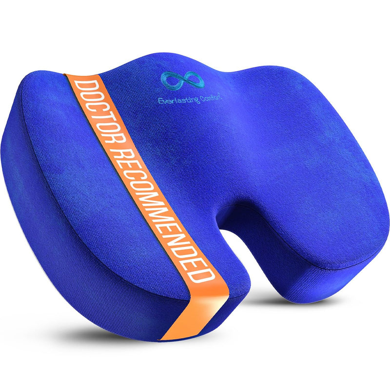 Everlasting Comfort Doctor Recommended Memory Foam Seat Cushion for Office Chairs & Car Seat - Ergonomic Office Desk Accessories for Tailbone Pain Relief, Sciatica & Back Support