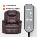 MCombo Electric Power Lift Recliner Chair Sofa with Massage and Heat for Elderly, 3 Positions, 2 Side Pockets, and Cup Holders, USB Ports, Faux Leather 7040 (Light Brown, Medium)