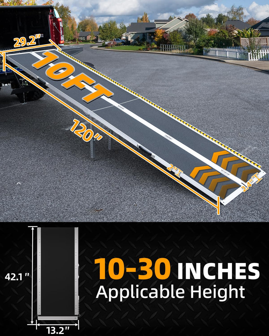 VNN Portable Wheelchair Ramp 4FT, Non-Slip Aluminum Folding Handicap Ramps, Door Threshold Wheelchair Ramps for Home, Threshold Ramp for Home Steps, Scooter Ramp, Doorways