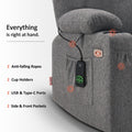 MCombo Power Lift Recliner Chair for Elderly, Lift Chair with Heat and Massage, FSC Certified, USB&Type C Ports, Cup Holders, Fabric 7040 (Medium, Gray)