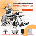 Super Lightweight Portable Transit Travel Wheelchair, Upgraded Folding Transport Wheelchairs (Weight 26.7lbs) for Adults and Seniors, Come with Telescopic Handle and Travel Bag