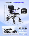 New 16" Big Front Wheel Electric Wheelchair for Adults, 19.7" Seat Width All Terrain Power Wheelchairs, Dual Brakes, Foldable Motorized Wheel Chair 330lbs, Rear Control Included, Led Light, Backpack