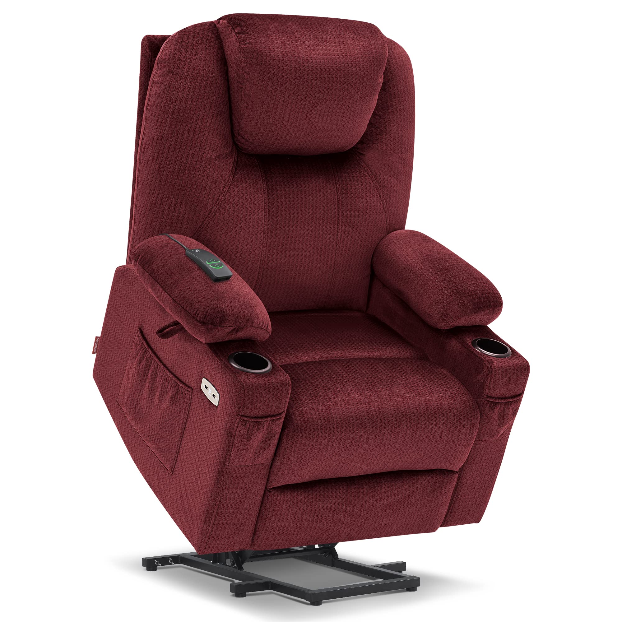 MCombo Power Lift Recliner Chair for Elderly, Lift Chair with Heat and Massage, FSC Certified, USB&Type C Ports, Cup Holders, Fabric 7040 (Medium, Gray)
