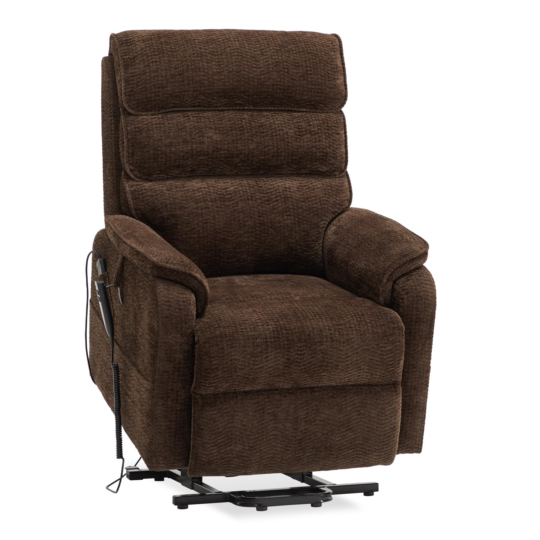 DYNOX Big Tall Man Large-Wide Power Dual Motor Lift Recliners Chairs for Elderly Lay Flat Lift Chair with Infinite Positions, Heat & Massage, Supports 400 LBS(9298L,Faux Leather,Brown)