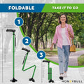 HONEYBULL Walking Cane for Men & Women - Foldable, Adjustable, Collapsible, Free Standing Cane, Pivot Tip, Heavy Duty | Walking Sticks, Folding Canes for Seniors & Adults (Black, Pivot Cane)