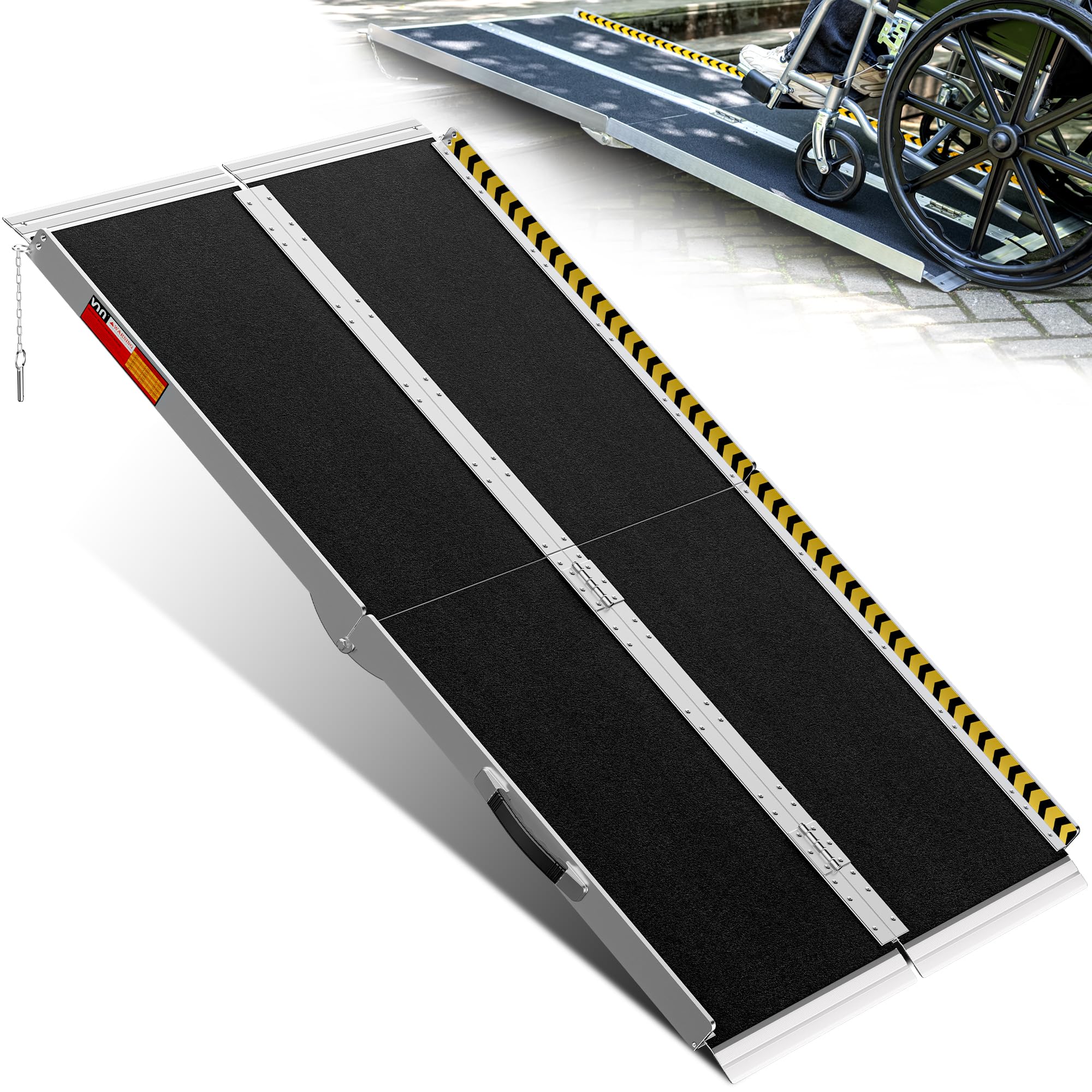 VNN Portable Wheelchair Ramp 4FT, Non-Slip Aluminum Folding Handicap Ramps, Door Threshold Wheelchair Ramps for Home, Threshold Ramp for Home Steps, Scooter Ramp, Doorways