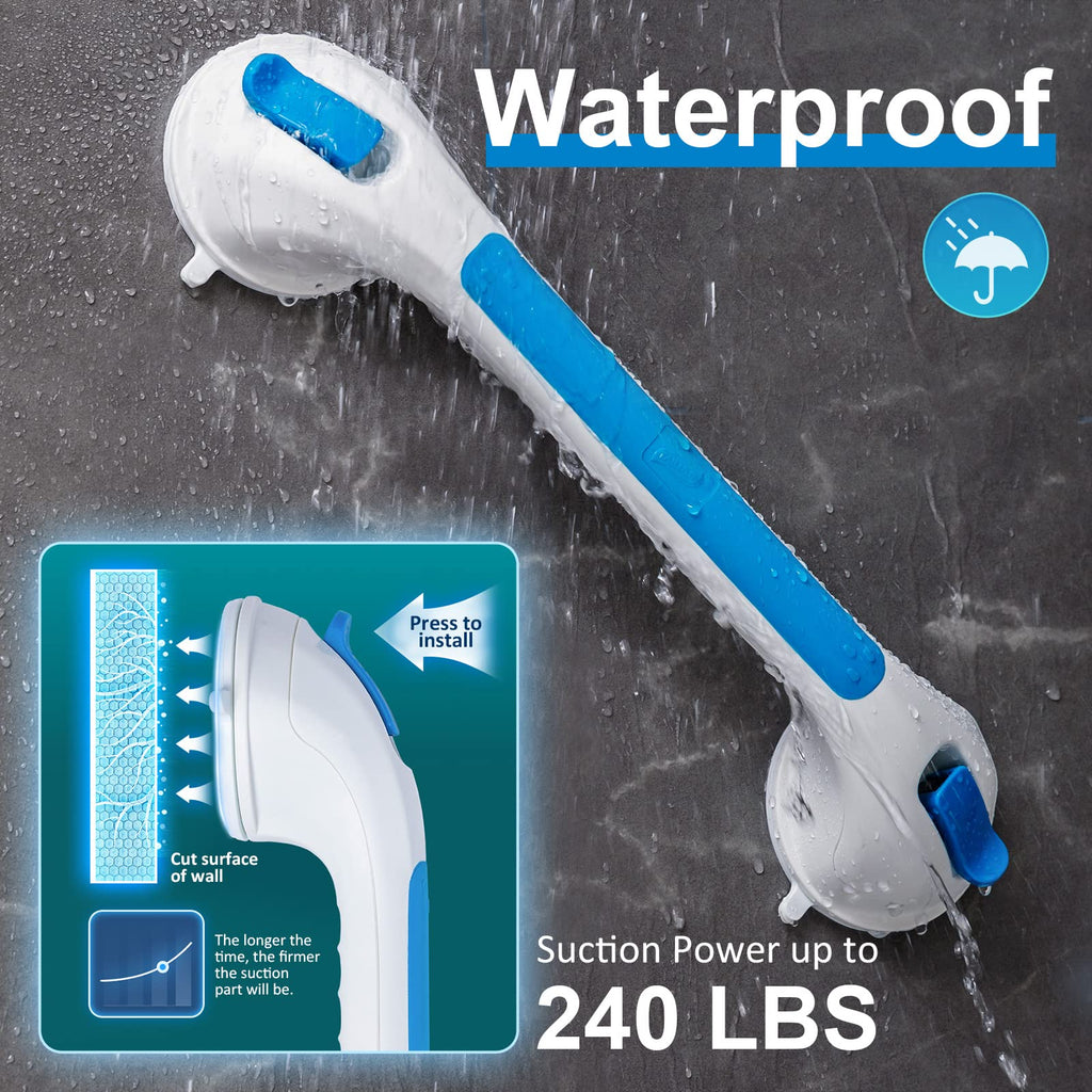 TAILI Grab Bars for Bathtubs and Showers 2 Pack Suction Grab Bar, Heavy Duty Shower Handle Removable Bath Handrails for Seniors and Elderly, Bathroom Safety Grip No Drilling Waterproof,Grey