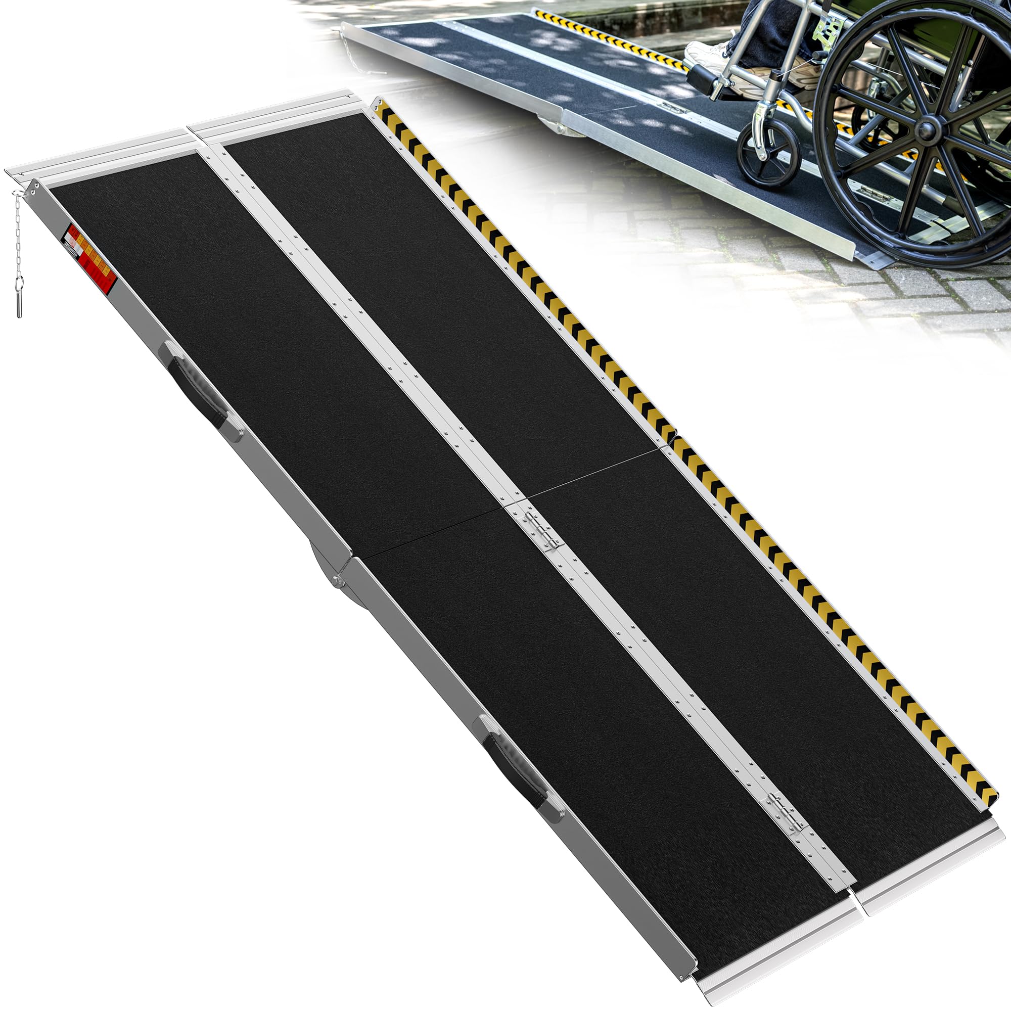 VNN Portable Wheelchair Ramp 4FT, Non-Slip Aluminum Folding Handicap Ramps, Door Threshold Wheelchair Ramps for Home, Threshold Ramp for Home Steps, Scooter Ramp, Doorways