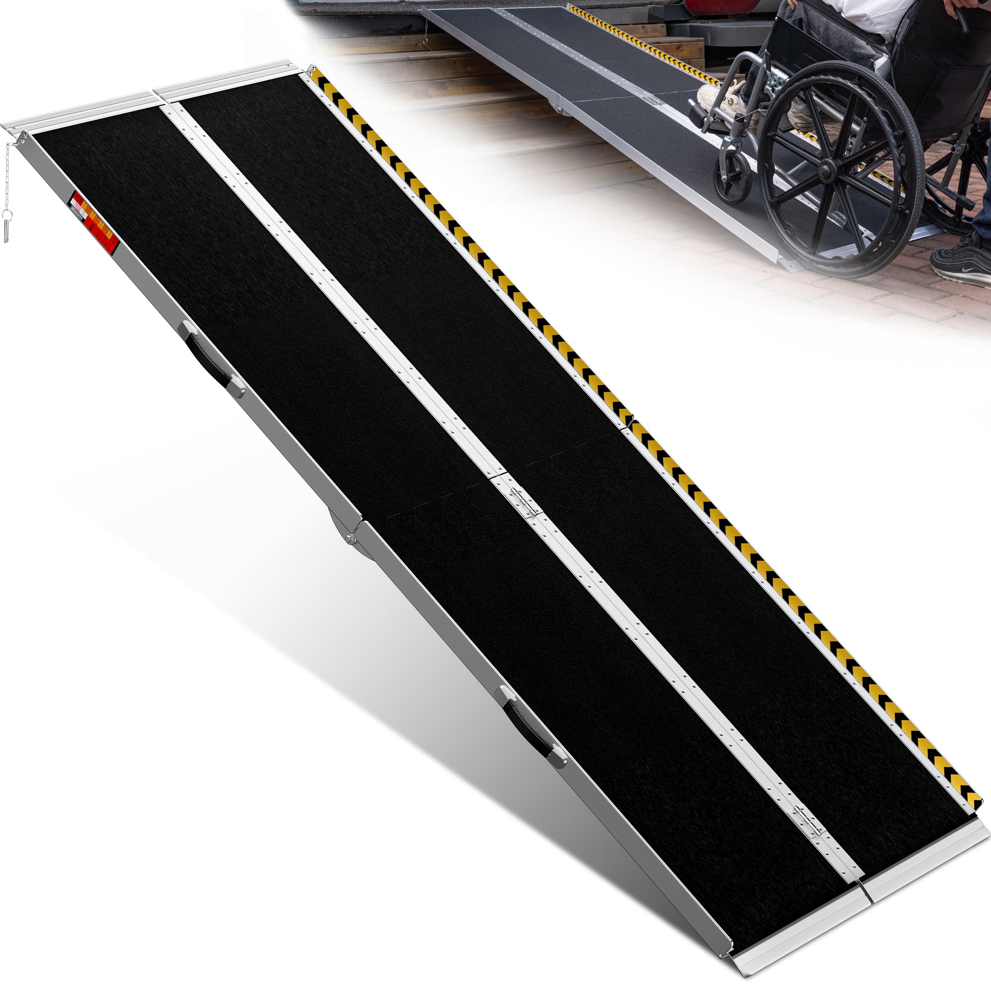 VNN Portable Wheelchair Ramp 4FT, Non-Slip Aluminum Folding Handicap Ramps, Door Threshold Wheelchair Ramps for Home, Threshold Ramp for Home Steps, Scooter Ramp, Doorways