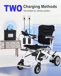 New 16" Big Front Wheel Electric Wheelchair for Adults, 19.7" Seat Width All Terrain Power Wheelchairs, Dual Brakes, Foldable Motorized Wheel Chair 330lbs, Rear Control Included, Led Light, Backpack
