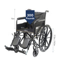 Drive Medical SSP220DDA-ELR Silver Sport 2 Full-Reclining Transport Wheelchair with Detachable Desk Arms and Swing-Away Elevating Leg Rest, Black