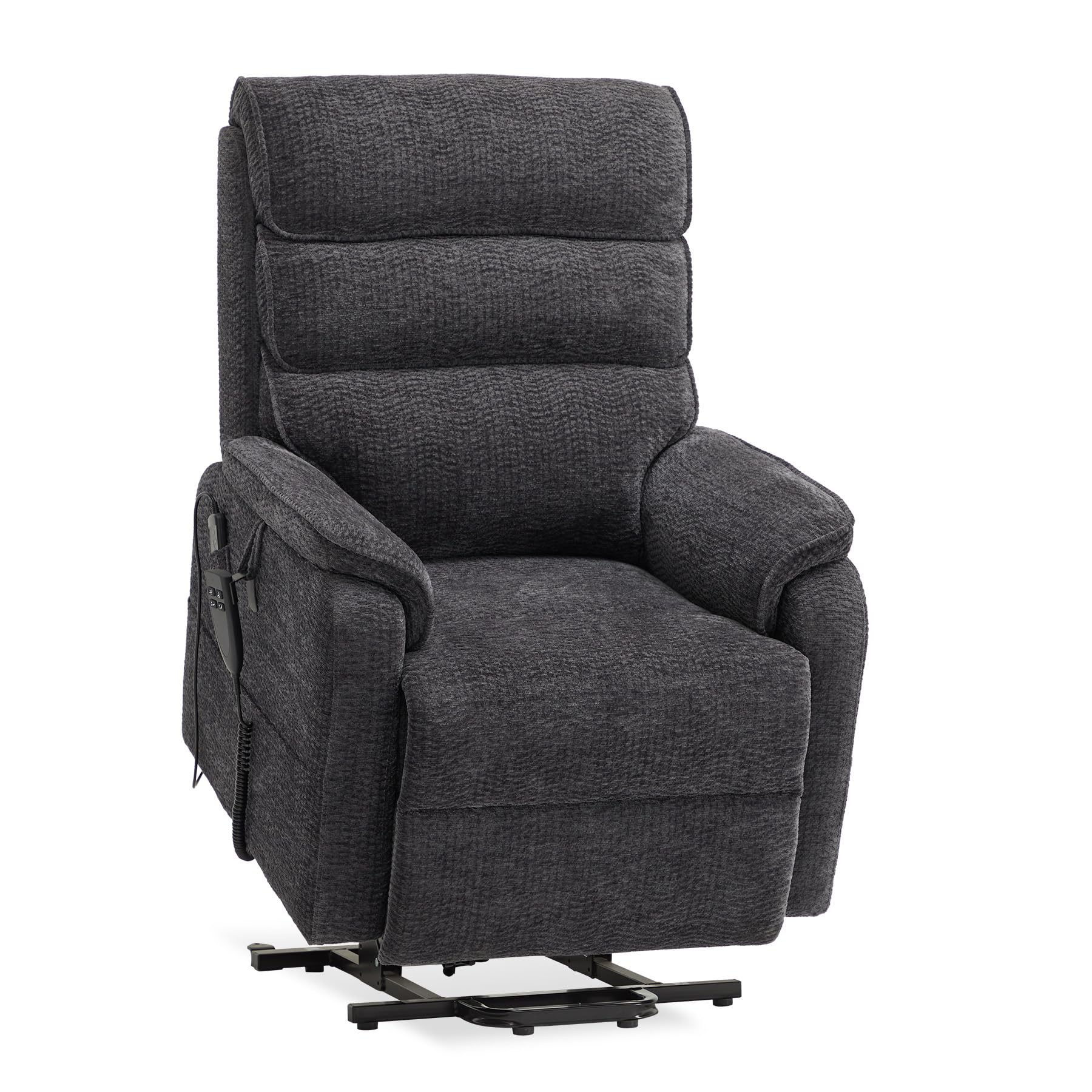 DYNOX Big Tall Man Large-Wide Power Dual Motor Lift Recliners Chairs for Elderly Lay Flat Lift Chair with Infinite Positions, Heat & Massage, Supports 400 LBS(9298L,Faux Leather,Brown)