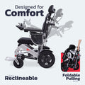 Rubicon DX11 - Reclining Foldable Electric Wheelchairs for Adults - Longest Range 25 Miles of Freedom: Airline Approved Deluxe Electric Wheelchair with Dual 12AH Lithium Batteries, 600W Motor (Model7)
