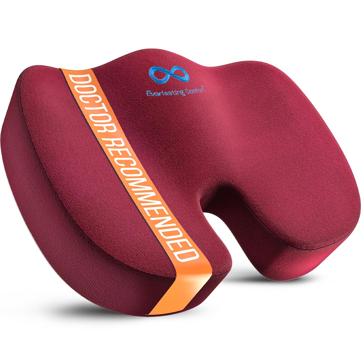 Everlasting Comfort Doctor Recommended Memory Foam Seat Cushion for Office Chairs & Car Seat - Ergonomic Office Desk Accessories for Tailbone Pain Relief, Sciatica & Back Support