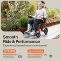 SuperHandy GoRide 2 Electric Wheelchair - Lightweight (42lbs), Foldable, Dual Brushless Motors, Zero Turn, Electromagnetic Brake, Portable Design for Enhanced Mobility (300lbs Capacity)