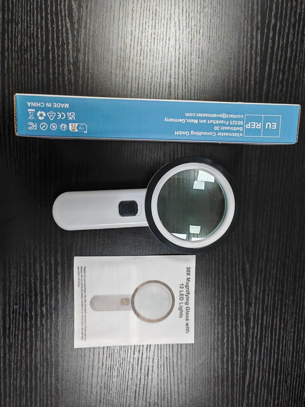 Magnifying Glass with 12 LED Lights, 30X Double Glass Lens Handheld Illuminated Magnifier Reading Magnifying Glass with for Seniors Read, Coins, Stamps, Map, Inspection, Macular Degeneration