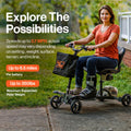 SuperHandy Passport Prime Power Mobility Scooter – Ultralight Aviation-Grade Aluminum Frame, Foldable & Compact, for Indoor & Outdoor, 48V Li-Ion Battery
