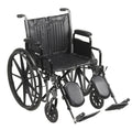Drive Medical SSP220DDA-ELR Silver Sport 2 Full-Reclining Transport Wheelchair with Detachable Desk Arms and Swing-Away Elevating Leg Rest, Black